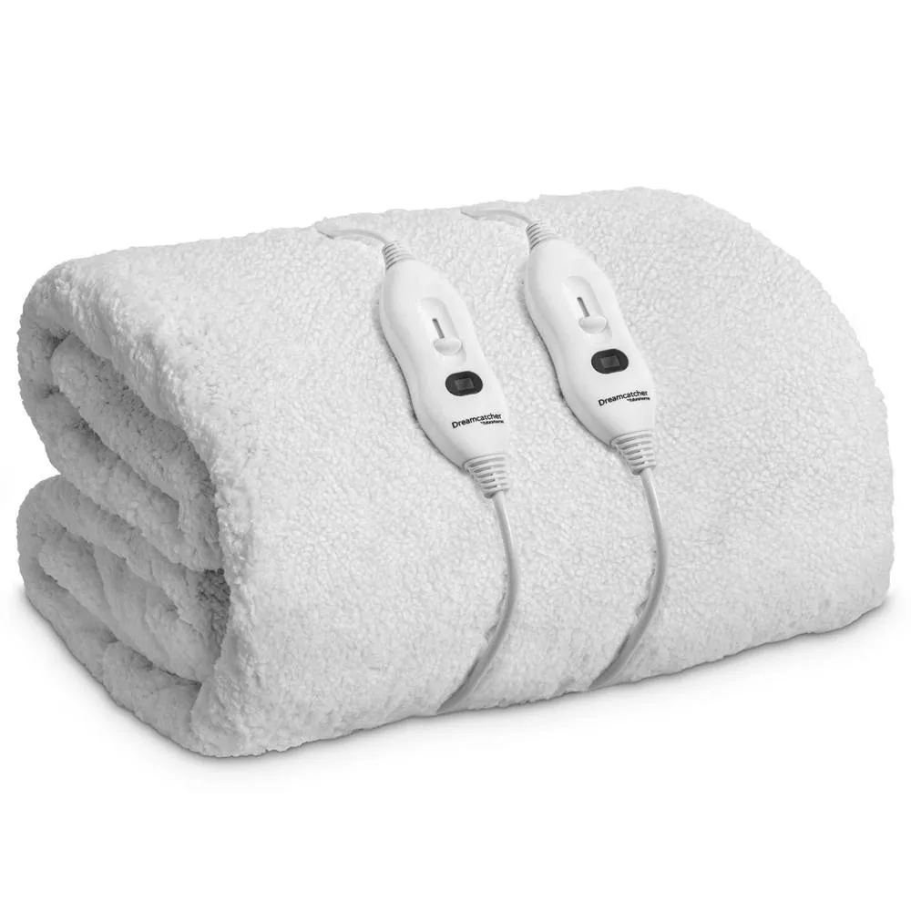 Dreamcatcher Deluxe King Size Electric Blanket Fleece Heated Underblanket in White