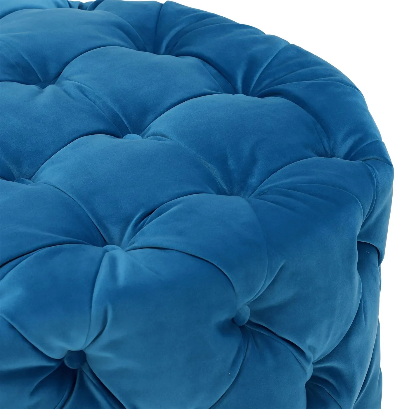 Timothy Oulton Lord Digsby Round Medium Footstool, Blue Fabric | Barker & Stonehouse 3