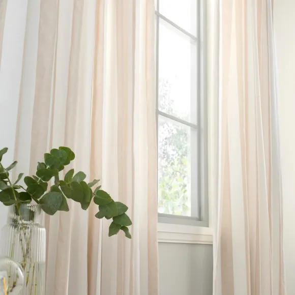Maisie Woven Stripe 100% Cotton Unlined Slot Top Curtains 4