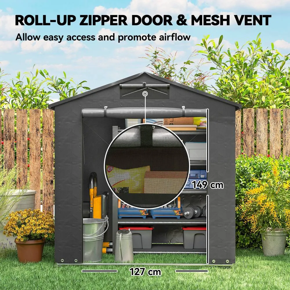 OUTSUNNY 6 x 4 ft Garden Storage Shed Tent Bike Tent, Dark Grey 5