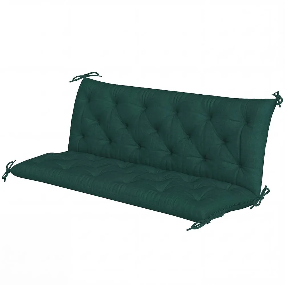 OUTSUNNY 2 Seater Garden Bench Cushion Outdoor Seat Pad with Ties in Green 1