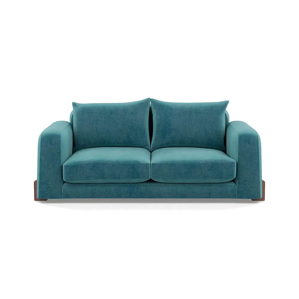 Heal's Nuvola 3 Seater Sofa Smart Luxe Velvet Airforce Blue Walnut Stained Feet 1