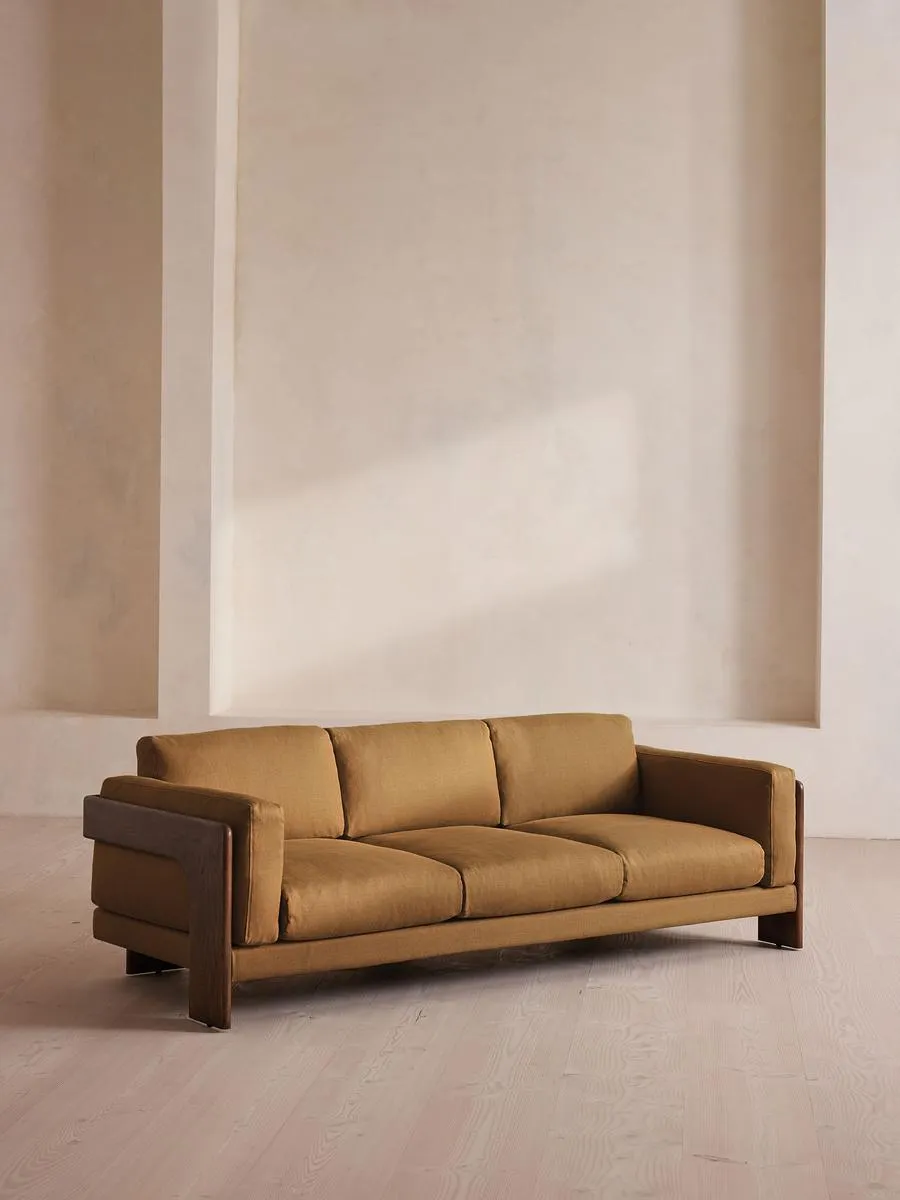 Marcia Three Seater Sofa, Linen, Ochre