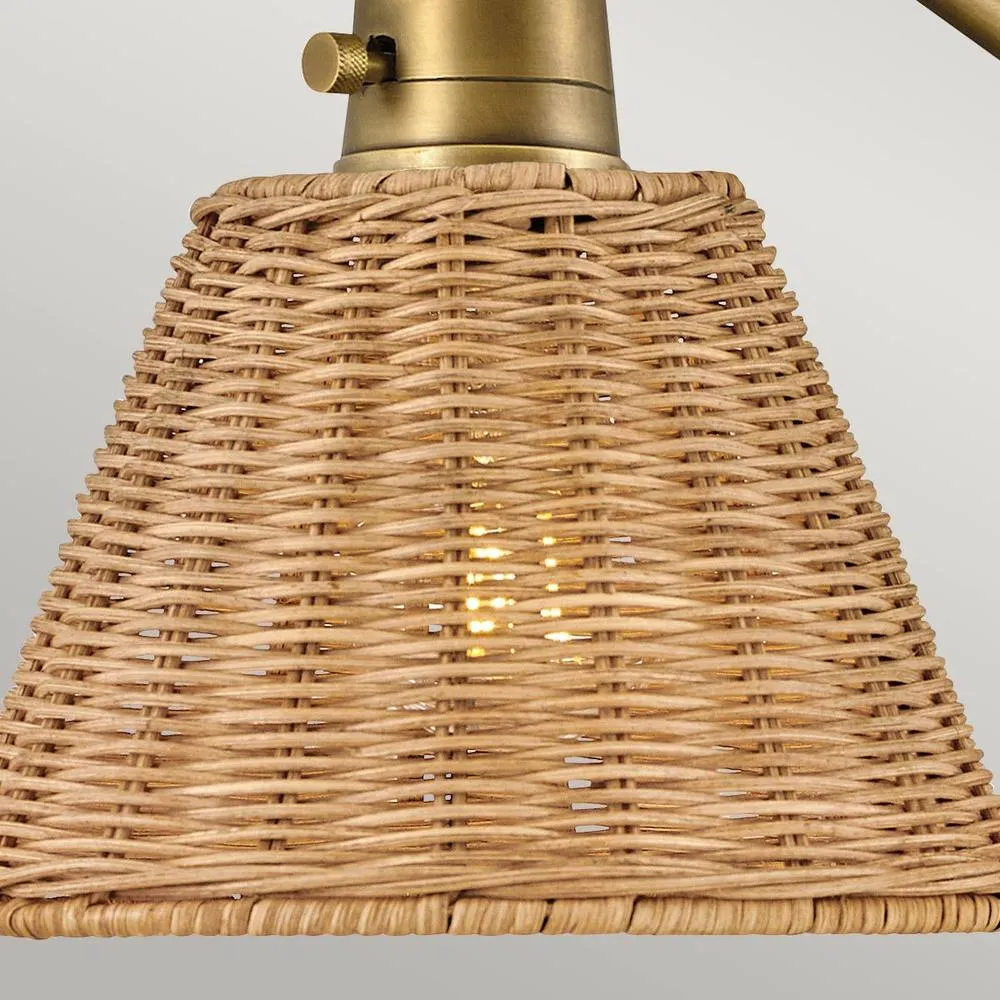 Netlighting Hinkley Arti Dome Wall Lamp Heritage Brass Rattan Shade 1x E27 in Gold 5