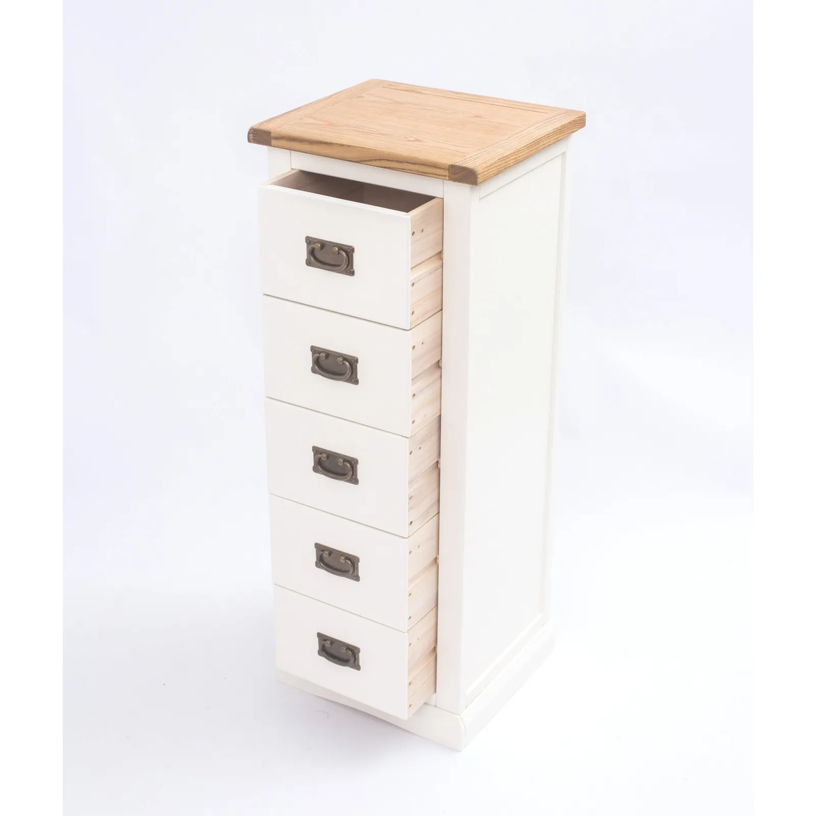 Cabinet Bits Cosenza 5 Drawer Narrow Chest of Drawers Bras Drop Handle in Off-White 5
