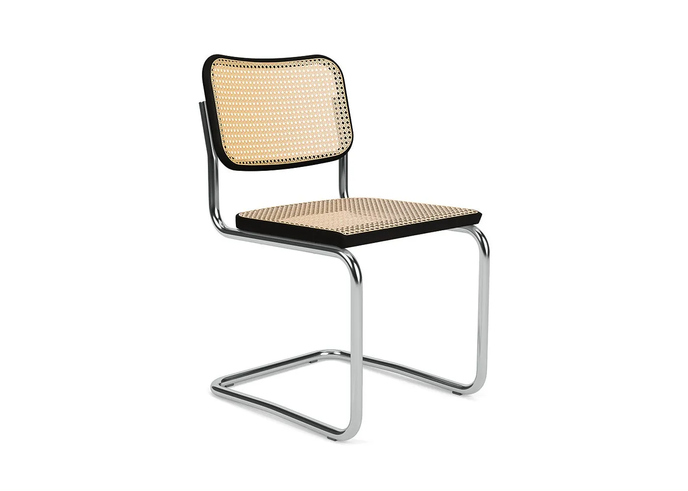 Knoll Cesca Side Chair in Black Satin