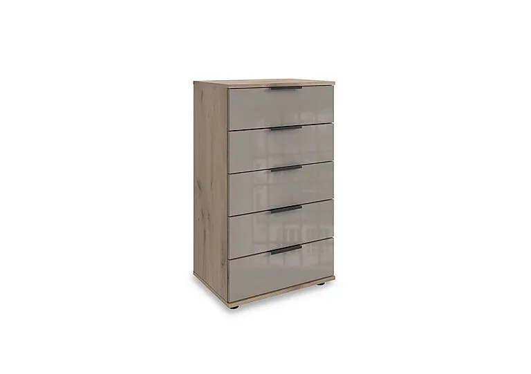 Antoni 5 Drawer Nordic Oak Chest with Glass Drawers