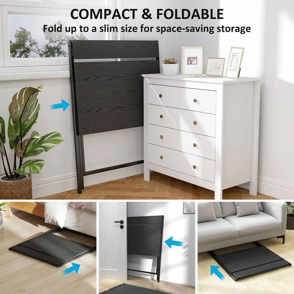 HOMCOM 81.5 cm Folding Computer Desk for Small Spaces Bedroom, Black 4
