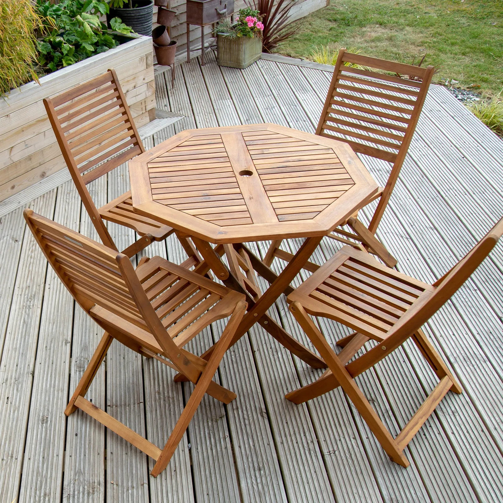 Octagonal 4 Seater Wooden Garden Dining Set