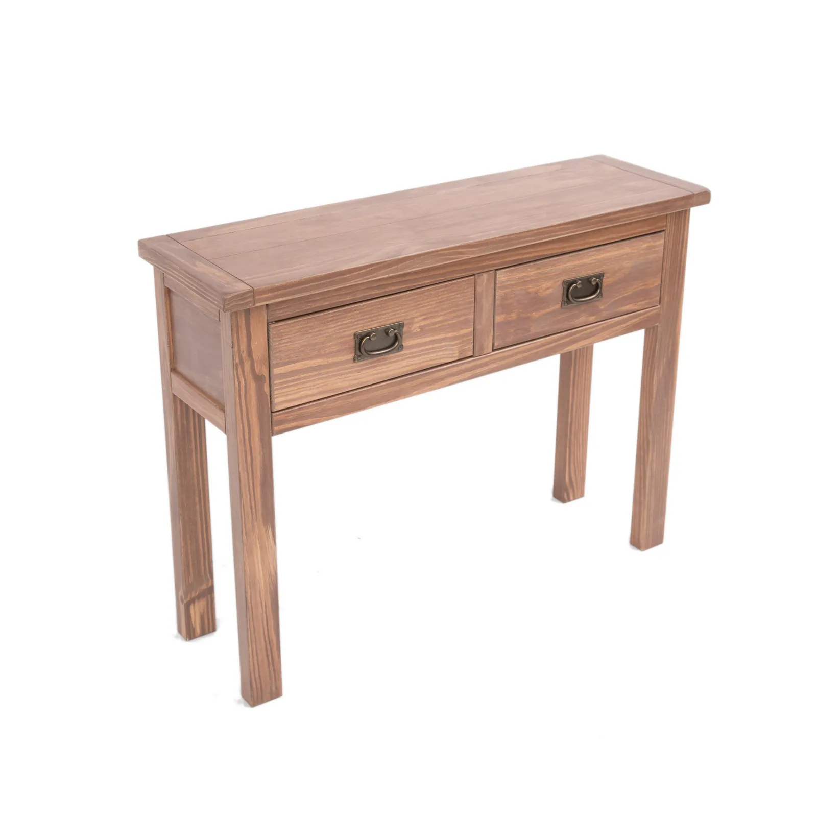 Cabinet Bits Padua Lacquered 2 Drawer Console Table Brass Drop Handle in Light Brown 3