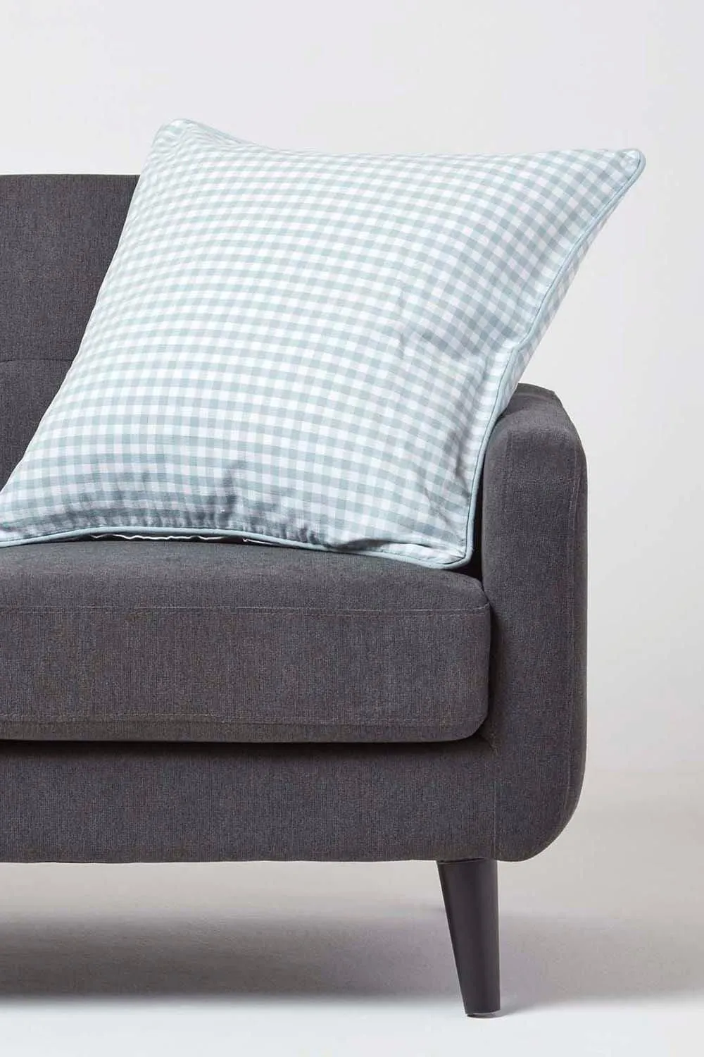 Homescapes Cotton Gingham Check Cushion Cover in Blue 2