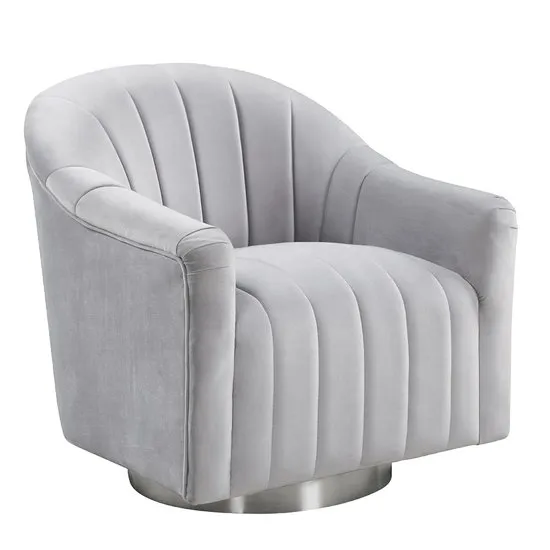 Tiffany Swivel Lounge Chaise Chair In Silver