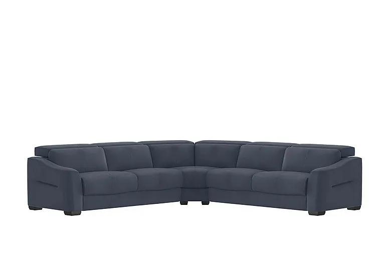 Xavier Leather Large Corner Sofa - BV Ocean Blue