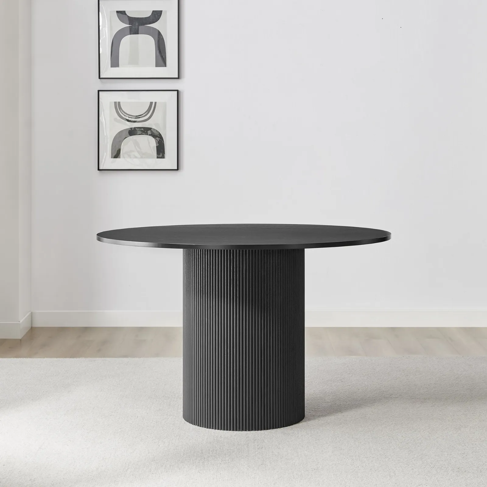 FurnitureboxUK Penrose 120cm Round Wooden Pedestal Dining Table in Black 4