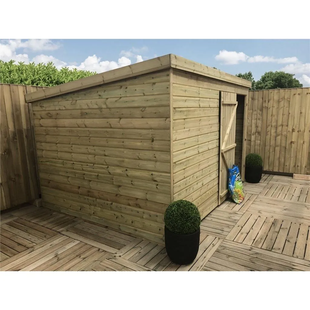 Marlborough 9 x 4 Pressure Treated Pent Garden Shed with Single Door in Natural 5