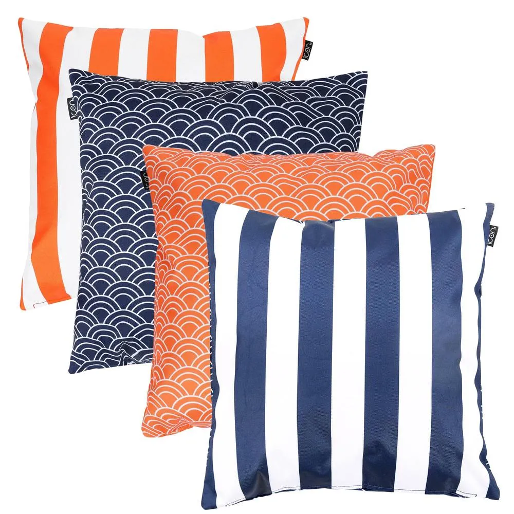 icon 4PK Cushion, Deck Stripe, x2 Navy, x2 Orange