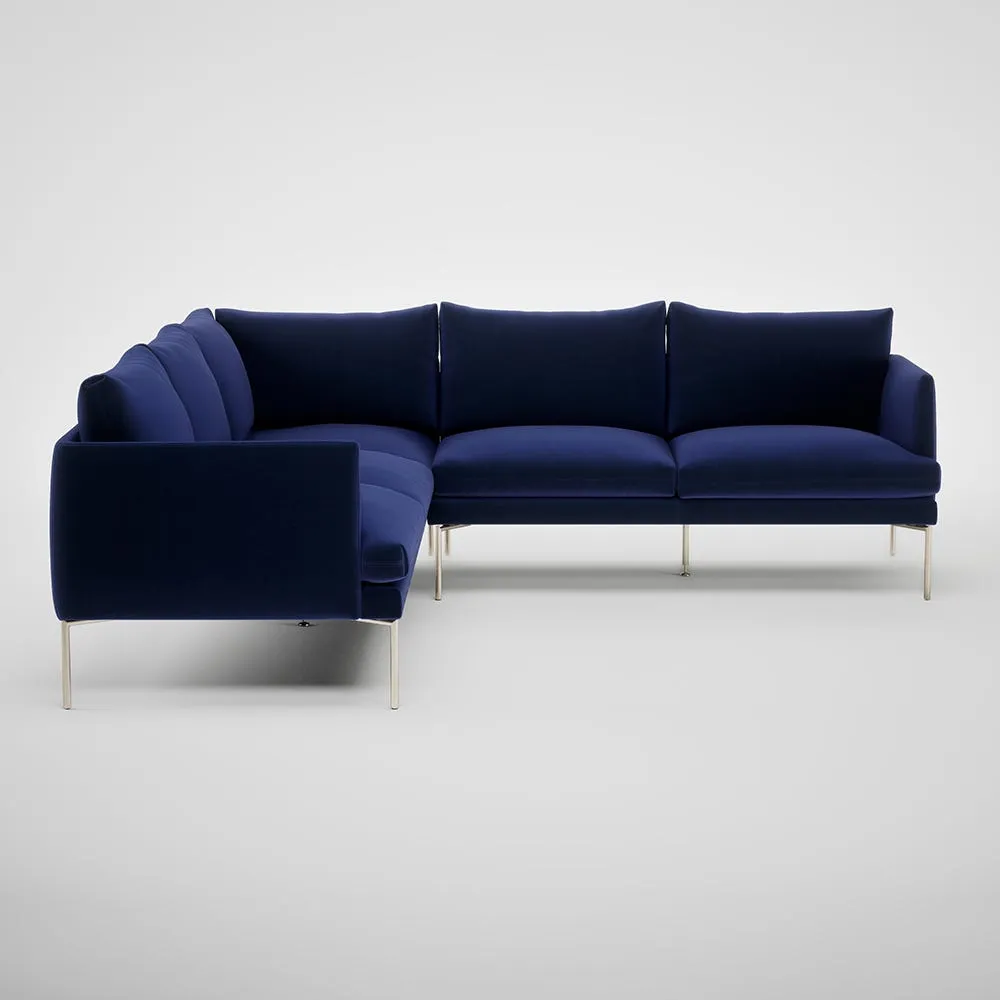 Heal's Matera Large Corner Sofa Nobilis Velvet Neptune Stainless Steel Feet 2