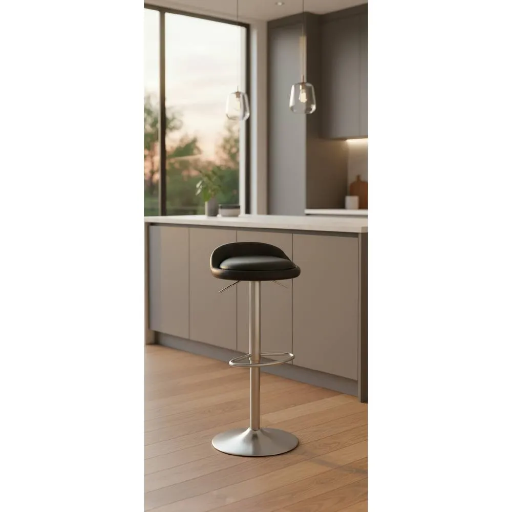 netfurniture alexis brushed kitchen bar stool - stainless steel. adjustable height in Black 3