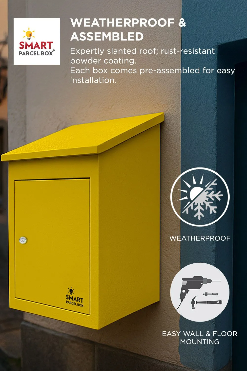 Homescapes Smart Parcel Box® Medium Front Access Secure Delivery Box in Yellow 4