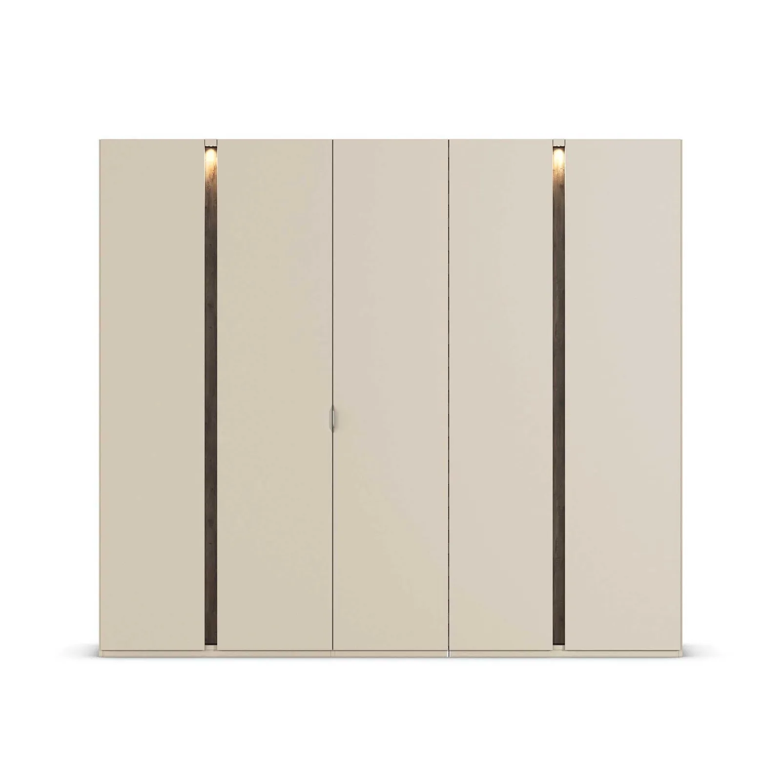 Arvada 5 Door Hinged Wardrobe With Lighting, Neutral Wood | Barker & Stonehouse 3