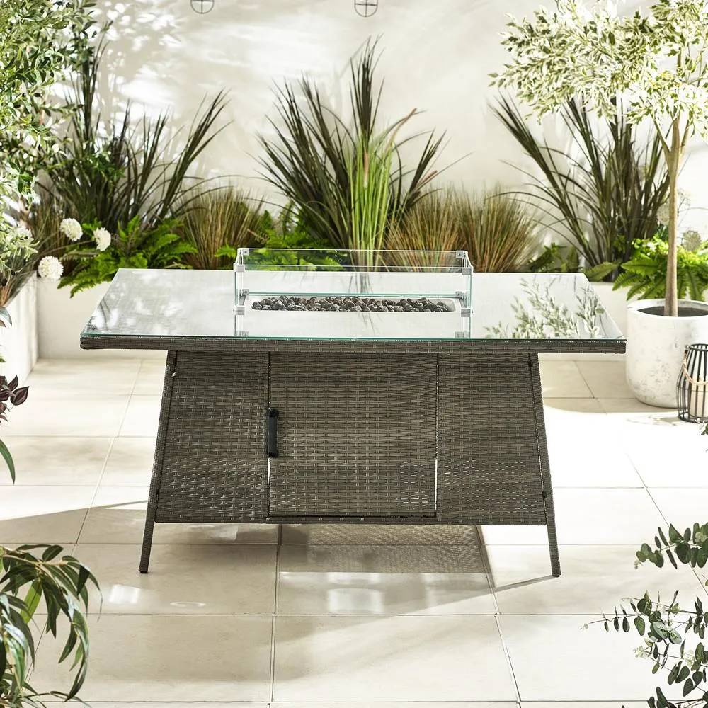 FurnitureboxUK Marbella 6 Seat Rattan Firepit Table Garden Dining Set in Grey 5
