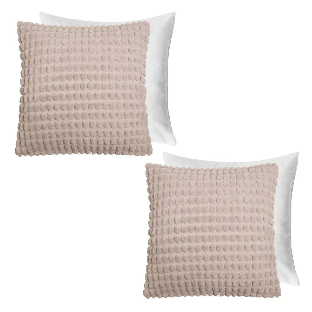 OHS 2 Pack Bobble Filled Cushion Covers Home Decor Set in Natural