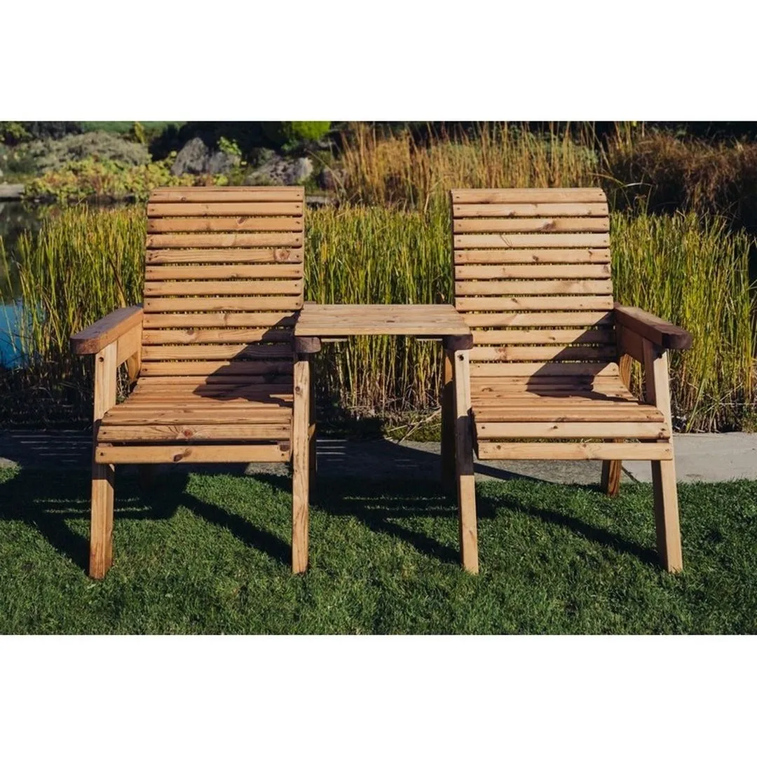 Churnet Valley Garden Furniture Ltd Valley Love Seat Square - Timber - Flat Pack - Partially Assembled in Brown