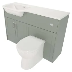 Deccado Padworth Willow Green Fitted Vanity & Toilet Pan Unit Combination with LH Basin - 1200mm 2