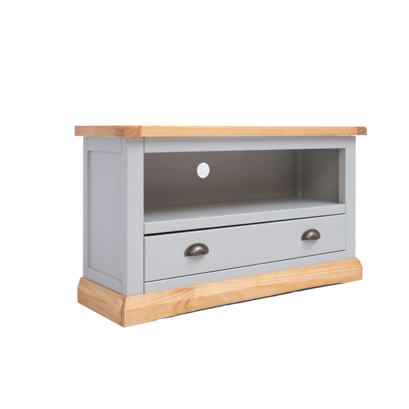 Cabinet Bits Bomporto Light Grey 1 Drawer TV Cabinet Brass Cup Handle 2