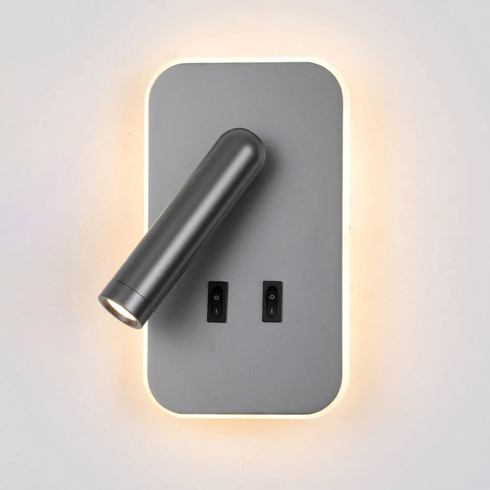 Netlighting Doria Reading Wall Light Grey 3000K Warm White 2xLED