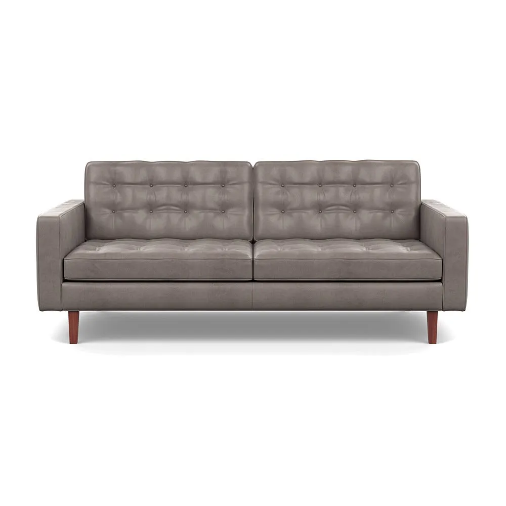 Heal's Hepburn 3 Seater Daino Leather Elephant Grey Walnut Feet 1
