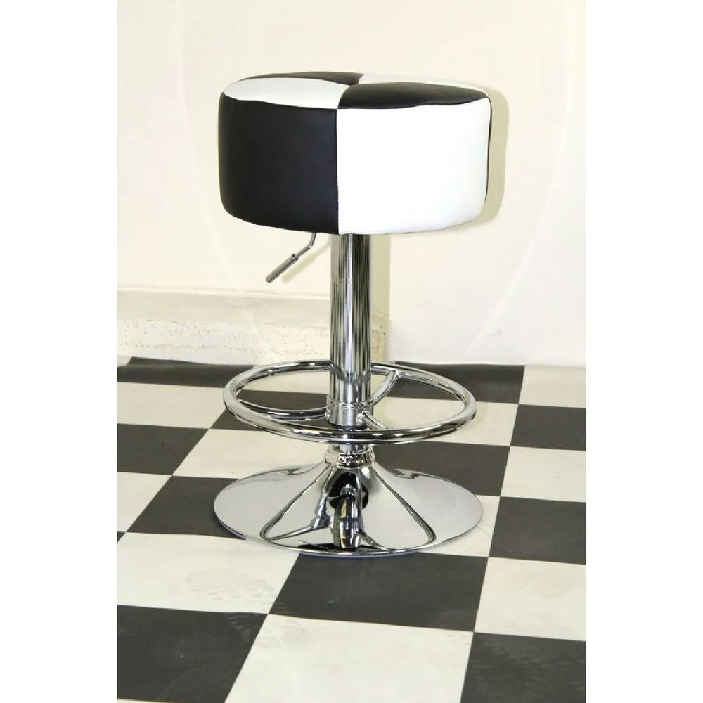netfurniture Morasi American Diner Retro Kitchen Bar Stool Black & White Seat 3