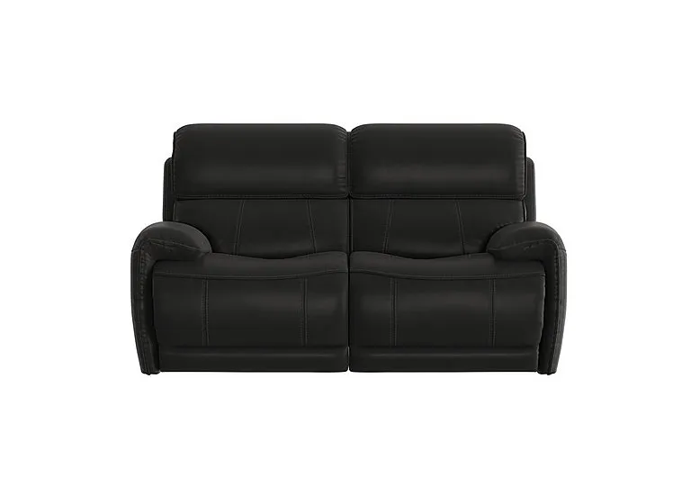 Link 2 Seater Leather Power Recliner Sofa with Power Headrests - Classic Black