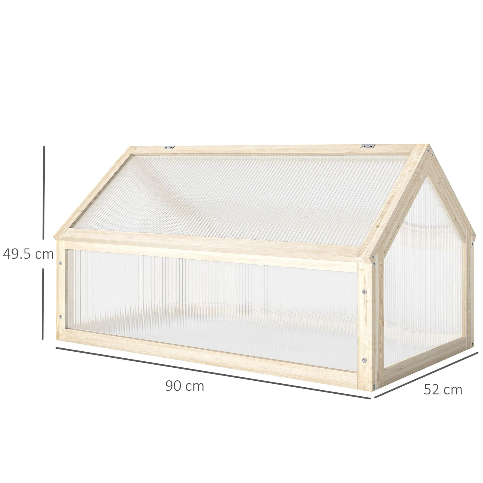 OUTSUNNY Wooden Cold Frame Greenhouse Garden Polycarbonate Grow House in White 3