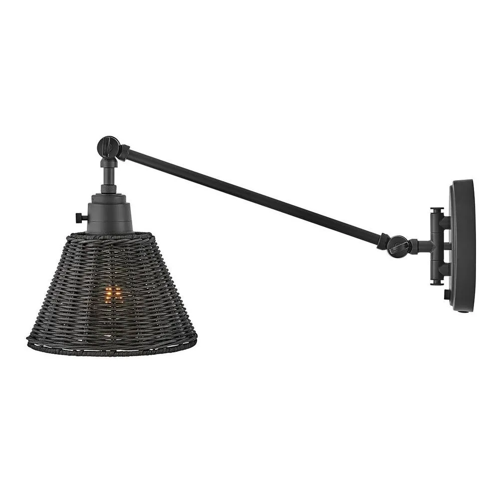 Netlighting Hinkley Arti Dome Wall Lamp Black Black Rattan Shade 1x E27 5