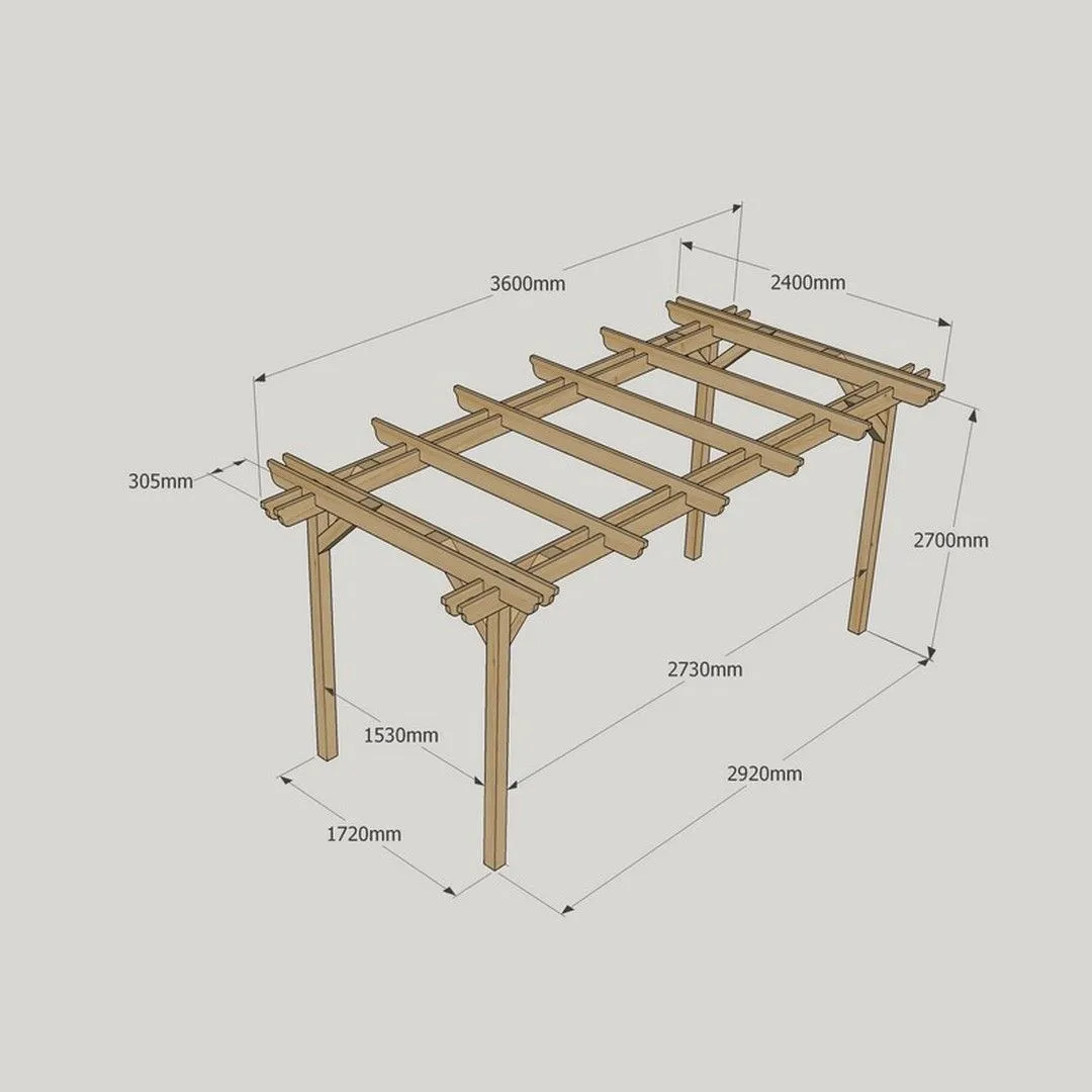 Rutland County Garden Furniture Ltd Double Garden Pergola - Wood - L240 x W360 x H270 cm - Rustic Brown in Light Green 5