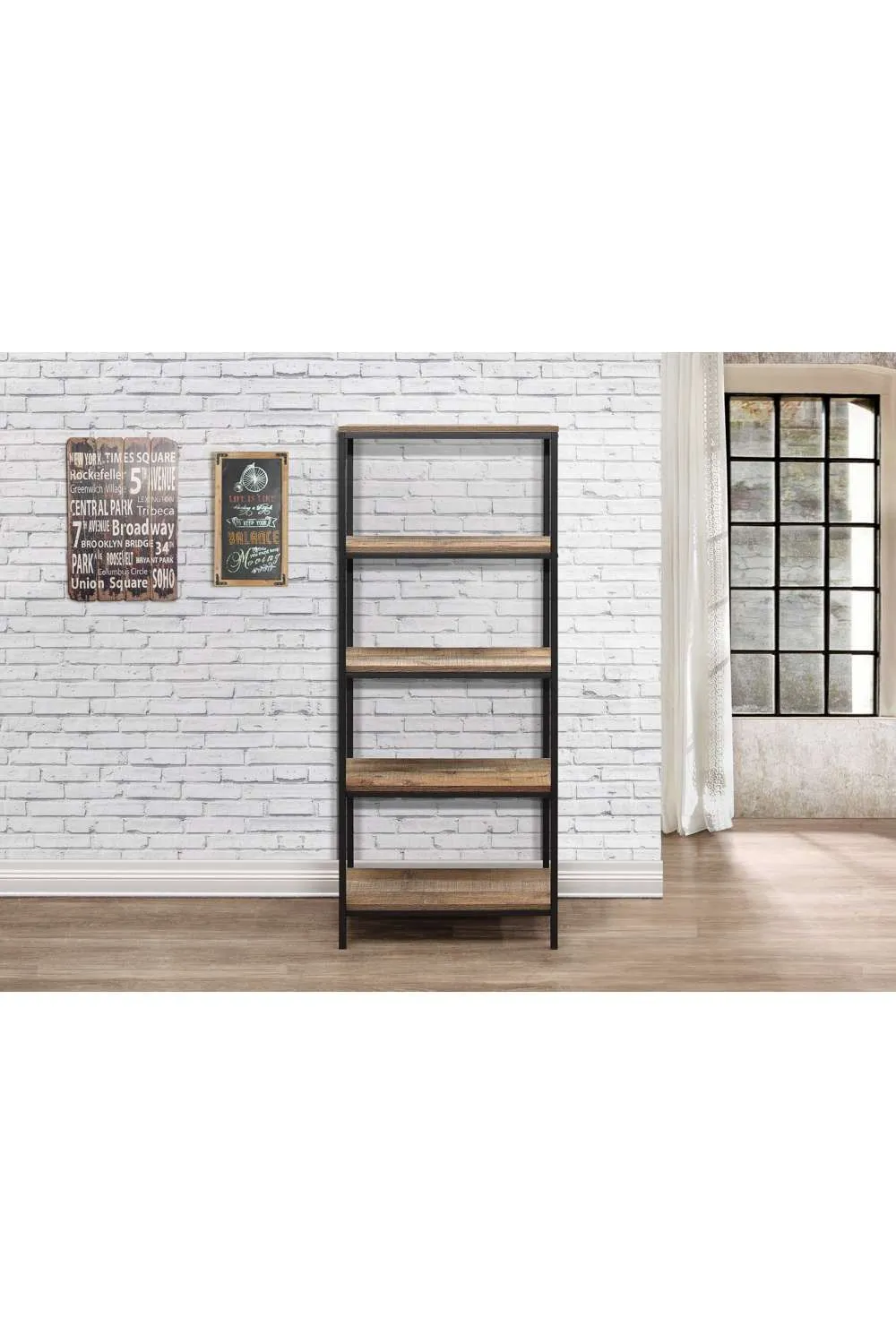 Birlea Industrial Shelving Unit Urban Chic Bookcase Shelves Wood Metal in Brown 2