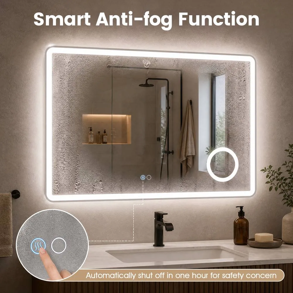 Costway 3X Magnifying Mirror Horizontal Dimmable LED Lighted Bathroom Mirror in Silver 5