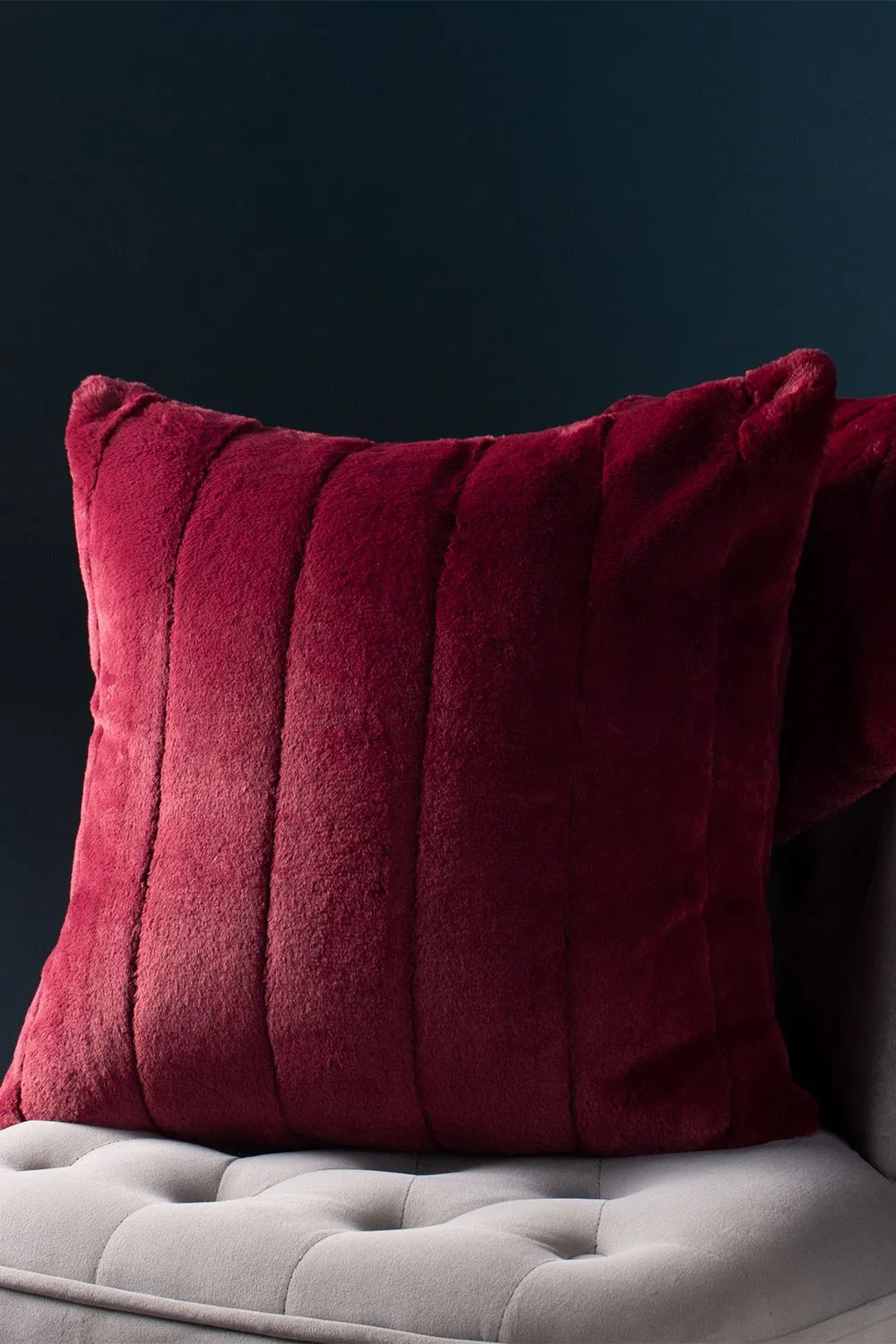 Paoletti Empress Alaskan Faux Fur Large Cushion in Red 4