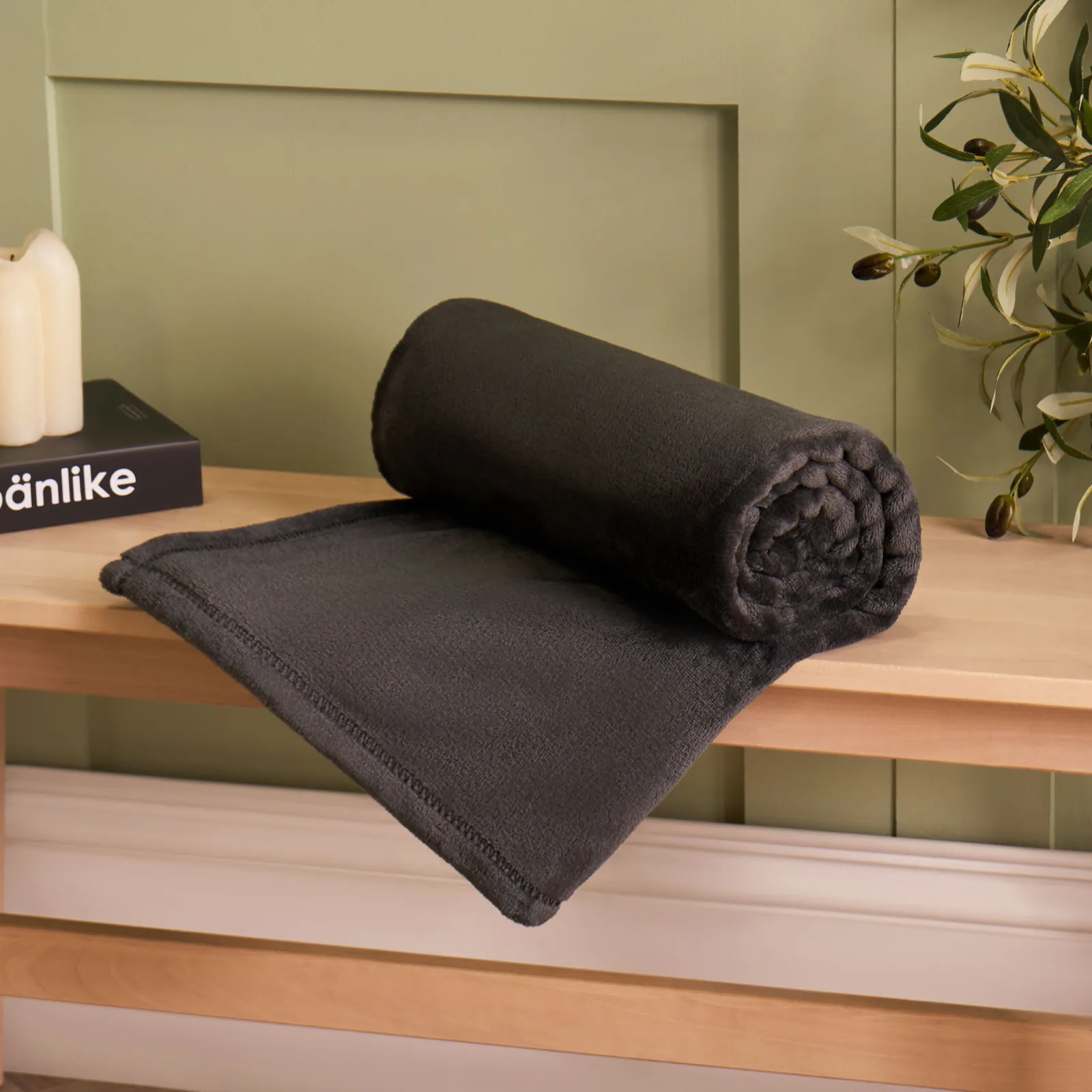 OHS Ultra Soft Flannel Fleece Throw Blanket in Charcoal