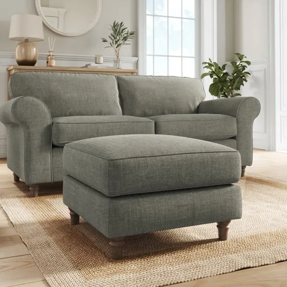Flori Tonal Plush Chenille Footstool 1