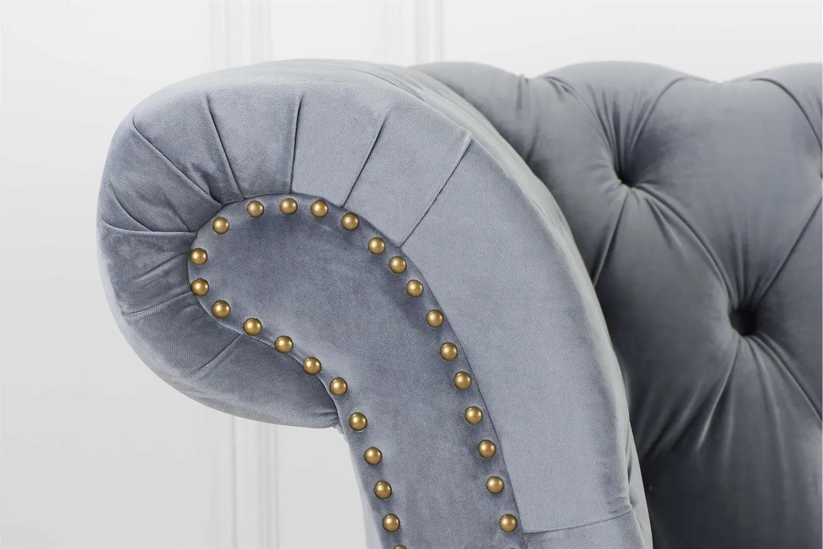 Birlea Chesterfield Sofa 3 Seater Chester Grey Velvet Studded Settee 4