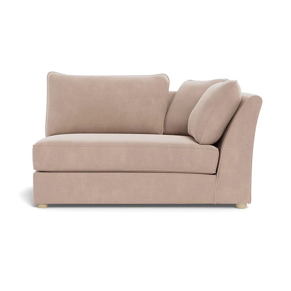 Heal's Tailor Large Curved Right Hand Facing Corner Unit Smart Velvet Pebble Natural Feet
