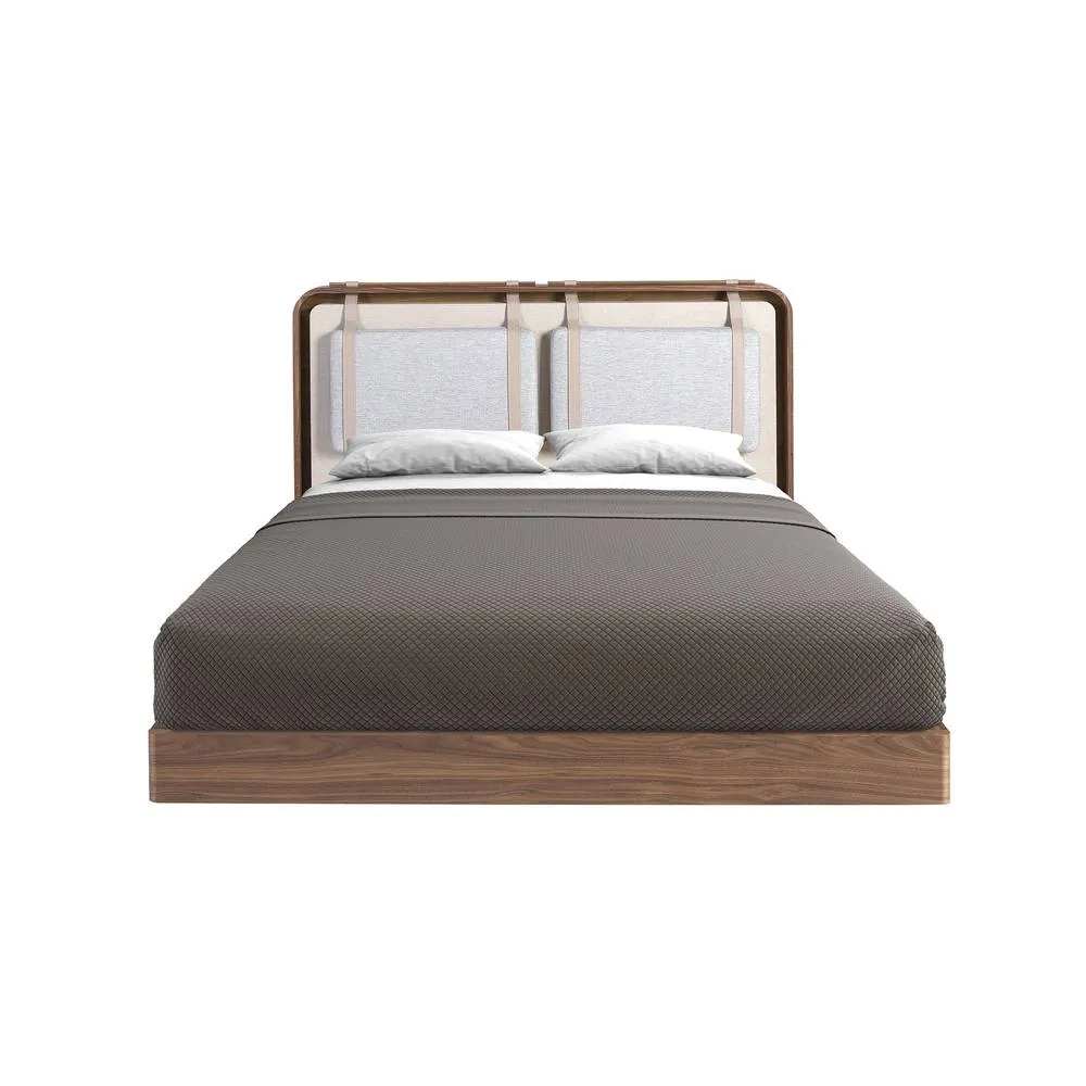 Angel Cerda Upholstered Bed in Beige & Grey Fabric 2