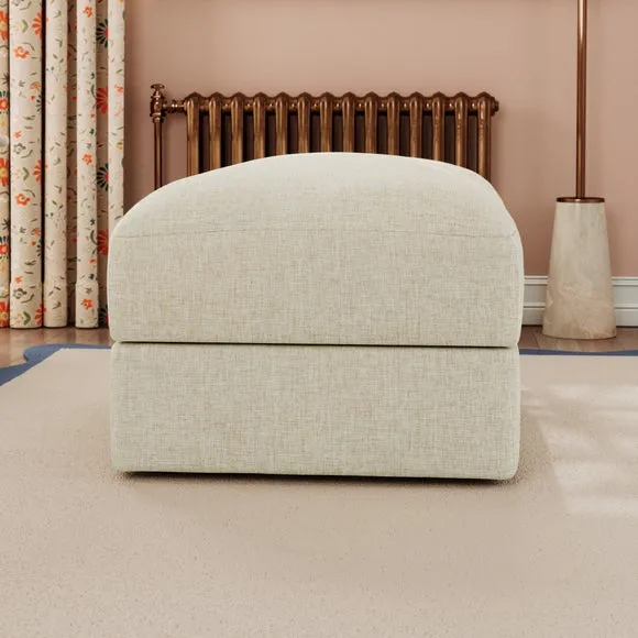 Hattie Slub Faux Linen Storage Footstool 3