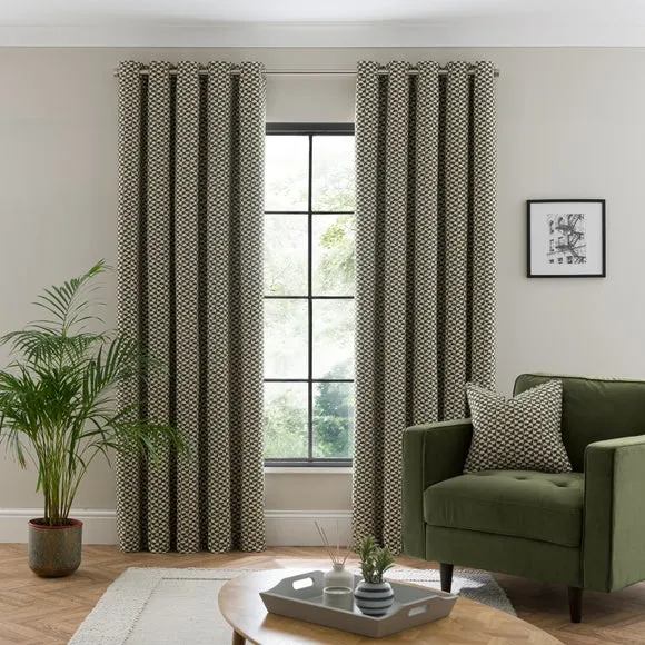 Geo Checkerboard Eyelet Curtains 2