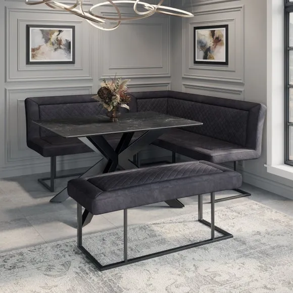 Indus Valley Athena 6 Seater Dining Table Corner Bench Set