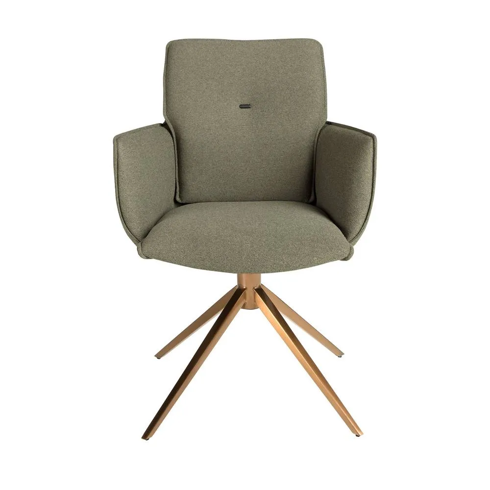 Angel Cerda Olive-Green Fabric Swivel Dining Chair in Green 2