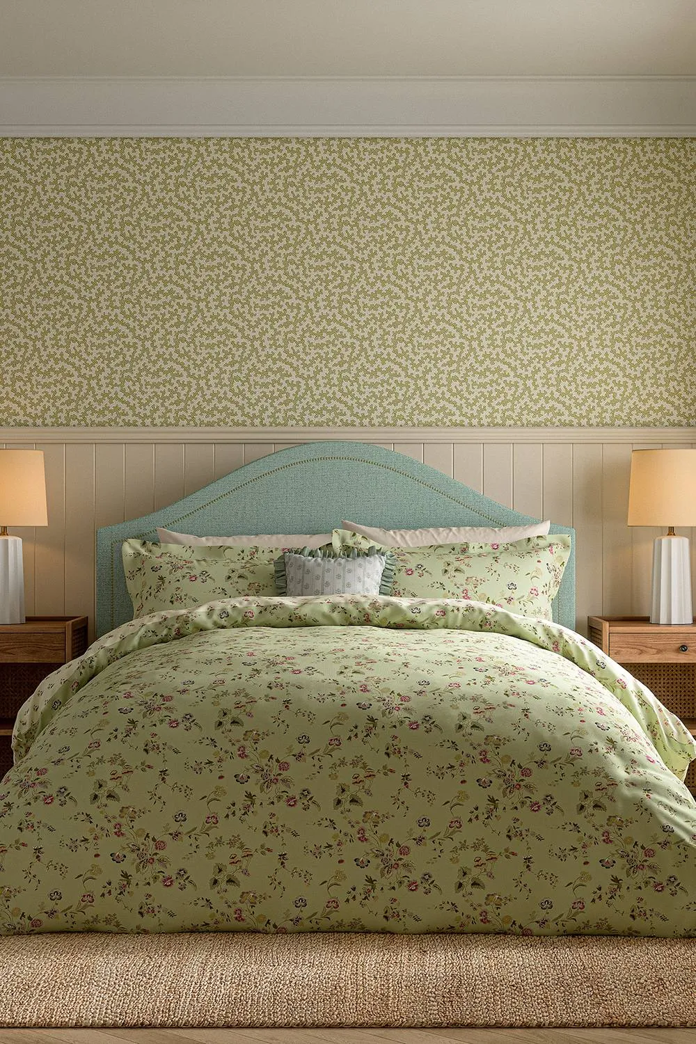 Sanderson 'Nectar Fields' Cotton Duvet Cover Set in Green