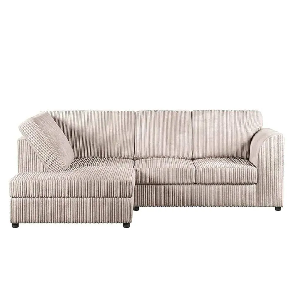 Bliss Furniture Jumbo Cord High Back Left Hand 4 Seater Corner Sofa in Cream